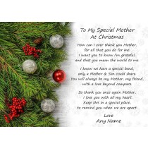 Personalised Christmas Verse Poem Greeting Card (Special Mother, from Son, Fir)