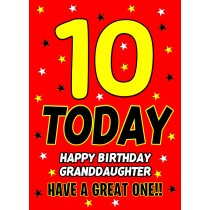 10 Today Birthday Card (Granddaughter)