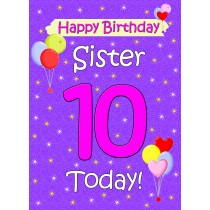 Sister 10th Birthday Card (Lilac)