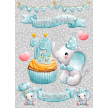 Personalised Birthday Card (Any age, Grey Elephant)