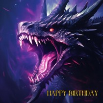 Gothic Fantasy Dragon Birthday Square Card (Design 10)