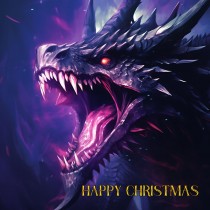 Gothic Fantasy Dragon Christmas Square Card (Design 10)