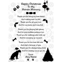 Personalised from The Dog Verse Poem Christmas Card (White, Happy Christmas, Human Mummy)