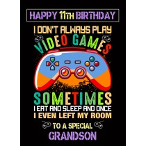 Grandson 11th Birthday Card (Gamer, Design 1)