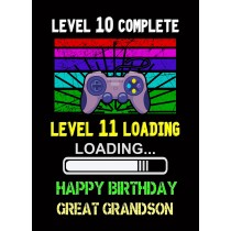 Great Grandson 11th Birthday Card (Gamer, Design 2)