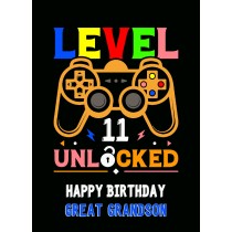 Great Grandson 11th Birthday Card (Gamer, Design 4)