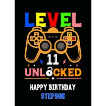 Stepson 11th Birthday Card (Gamer, Design 4)