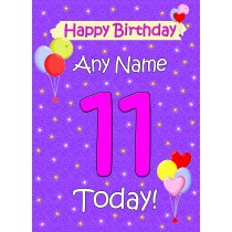 Personalised 11th Birthday Card (Lilac)