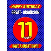 Great Grandson 11th Birthday Card (Blue)