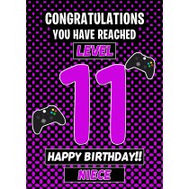 Niece 11th Birthday Card (Level Up Gamer)