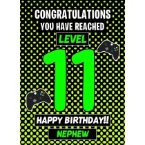 Nephew 11th Birthday Card (Level Up Gamer)