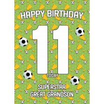 11th Birthday Football Card for Great Grandson