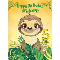 Personalised Kids Art Birthday Card Sloth (Any Name, Any Age)