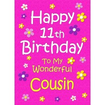 Cousin 11th Birthday Card (Pink)