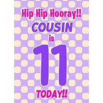 Cousin 11th Birthday Card (Purple Spots)