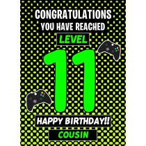 Cousin 11th Birthday Card (Level Up Gamer)