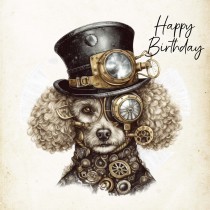Poodle Fantasy Steampunk Square Birthday Card (Design 11)
