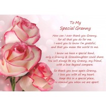 Poem Verse Greeting Card (Special Granny, from Granddaughter)