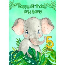 Personalised Kids Art Birthday Card Elephant (Any Name, Any Age)