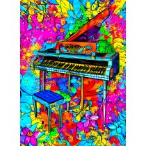 Piano Instrument Colourful Art Blank Greeting Card
