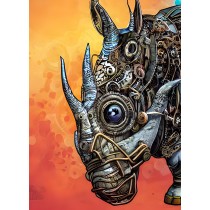 Steampunk Rhino Colourful Fantasy Art Blank Greeting Card