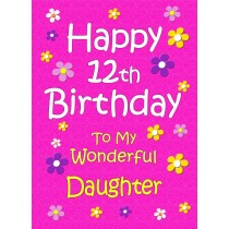 Daughter 12th Birthday Card (Pink)