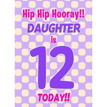 Daughter 12th Birthday Card (Purple Spots)