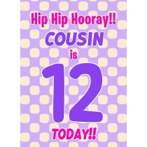 Cousin 12th Birthday Card (Purple Spots)