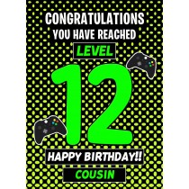 Cousin 12th Birthday Card (Level Up Gamer)