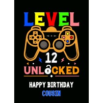 Cousin 12th Birthday Card (Gamer, Design 4)