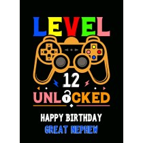 Great Nephew 12th Birthday Card (Gamer, Design 4)