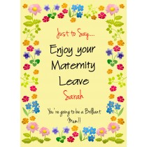 Personalised Maternity Leaving Baby Pregnancy Card (Flower)