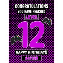 Sister 12th Birthday Card (Level Up Gamer)