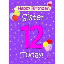 Sister 12th Birthday Card (Lilac)