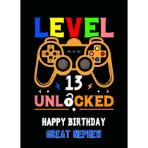 Great Nephew 13th Birthday Card (Gamer, Design 4)