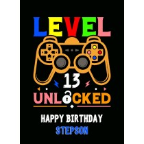 Stepson 13th Birthday Card (Gamer, Design 4)