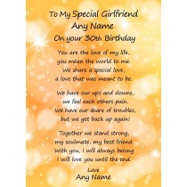 Personalised Romantic Birthday Verse Poem Card (Special Girlfriend, Any Age)
