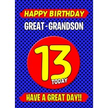 Great Grandson 13th Birthday Card (Blue)