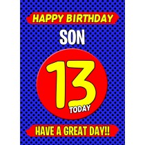 Son 13th Birthday Card (Blue)