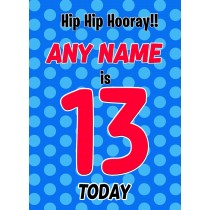 Personalised 13 Today Birthday Card (Blue)