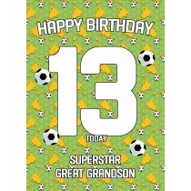 13th Birthday Football Card for Great Grandson