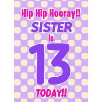 Sister 13th Birthday Card (Purple Spots)