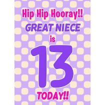 Great Niece 13th Birthday Card (Purple Spots)
