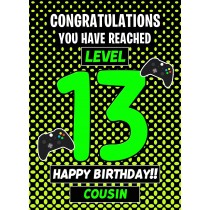 Cousin 13th Birthday Card (Level Up Gamer)