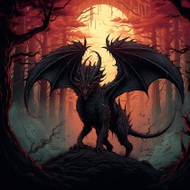 Gothic Fantasy Dragon Blank Square Card (Design 13)