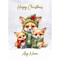 Personalised Fox Family Christmas Card