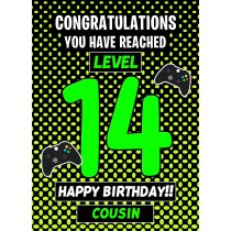 Cousin 14th Birthday Card (Level Up Gamer)