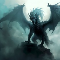 Gothic Fantasy Dragon Blank Square Card (Design 14)