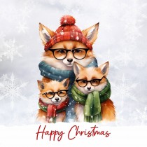 Christmas Animals Square Card (Fox Glasses)