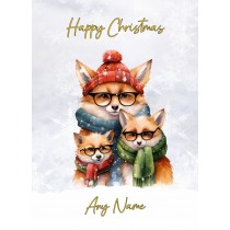 Personalised Fox Glasses Family Christmas Card